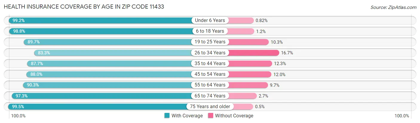 Health Insurance Coverage by Age in Zip Code 11433