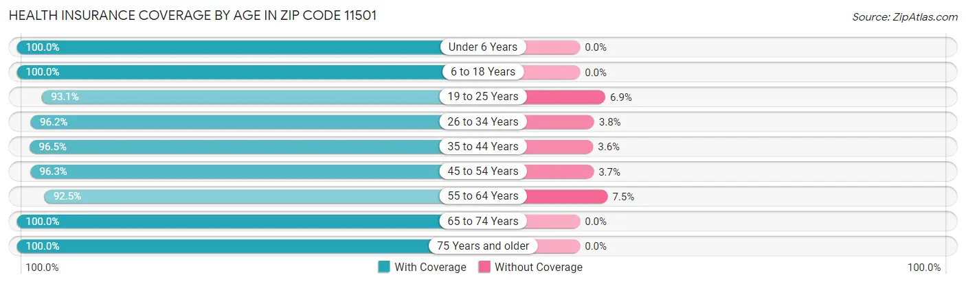 Health Insurance Coverage by Age in Zip Code 11501