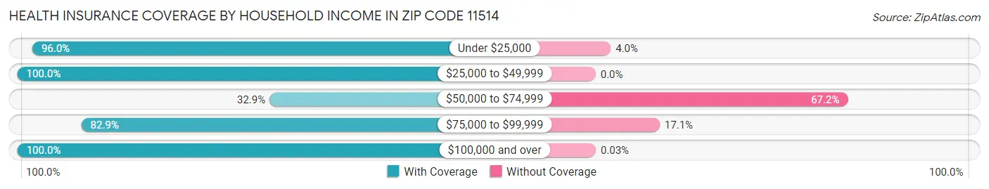 Health Insurance Coverage by Household Income in Zip Code 11514