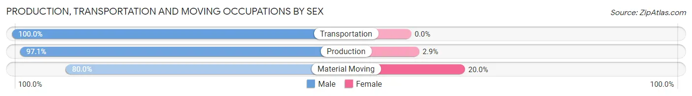 Production, Transportation and Moving Occupations by Sex in Zip Code 11557