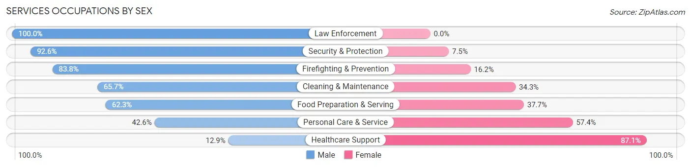 Services Occupations by Sex in Zip Code 11563