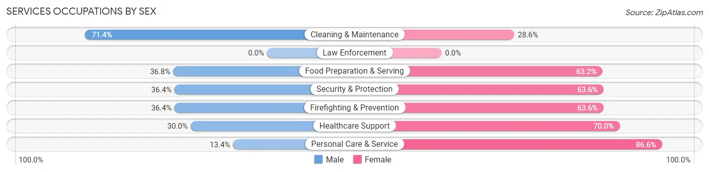Services Occupations by Sex in Zip Code 11568