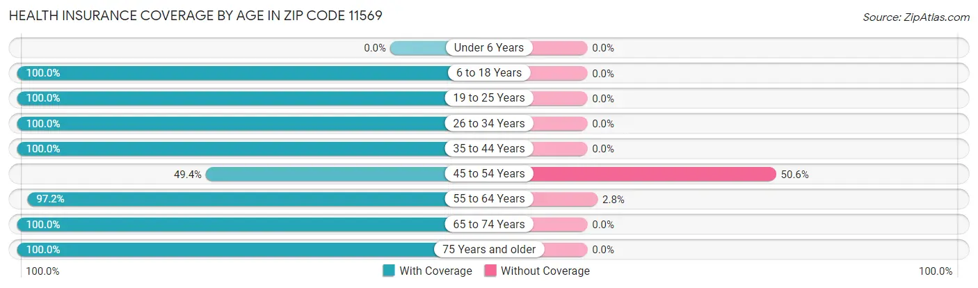 Health Insurance Coverage by Age in Zip Code 11569
