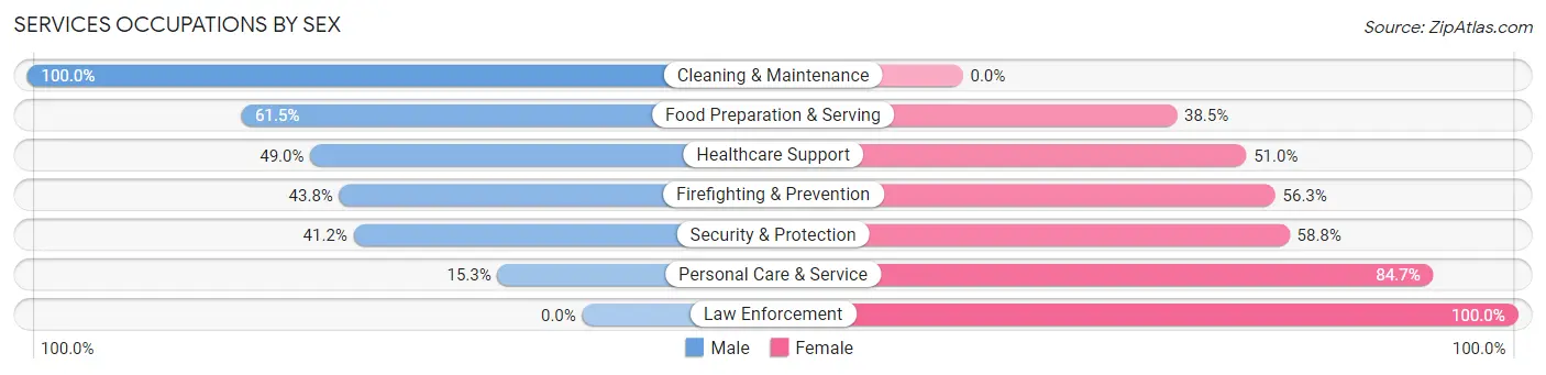 Services Occupations by Sex in Zip Code 11598