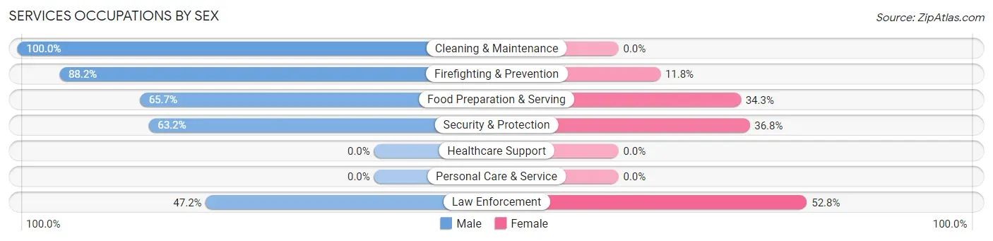 Services Occupations by Sex in Zip Code 11697