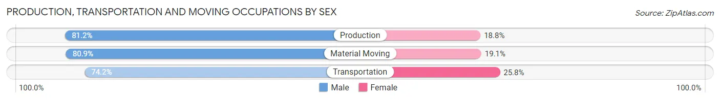 Production, Transportation and Moving Occupations by Sex in Zip Code 11704