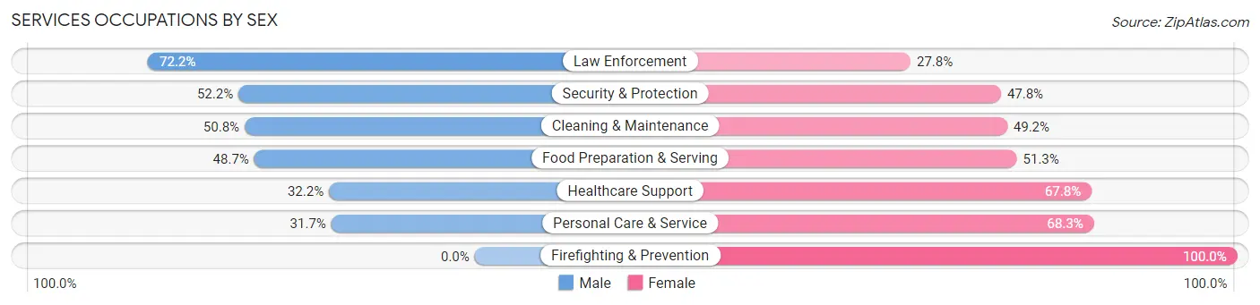 Services Occupations by Sex in Zip Code 11713