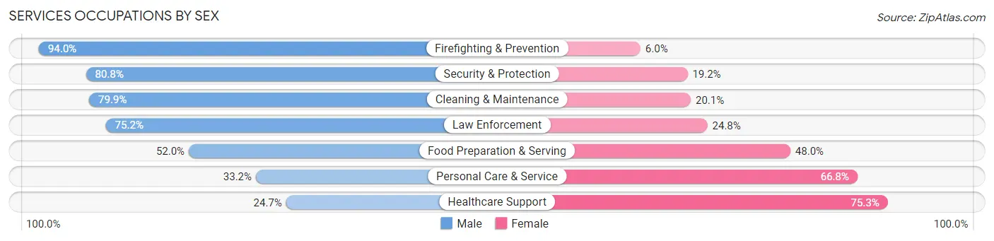 Services Occupations by Sex in Zip Code 11720