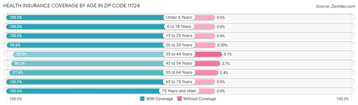 Health Insurance Coverage by Age in Zip Code 11724