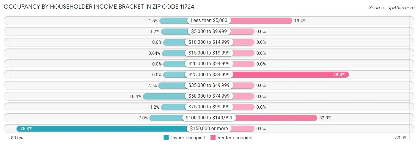 Occupancy by Householder Income Bracket in Zip Code 11724