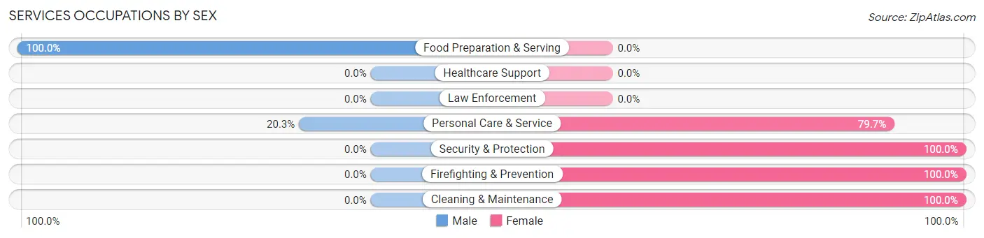 Services Occupations by Sex in Zip Code 11724
