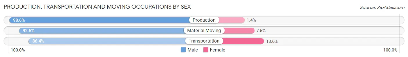 Production, Transportation and Moving Occupations by Sex in Zip Code 11738