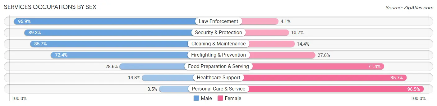 Services Occupations by Sex in Zip Code 11742