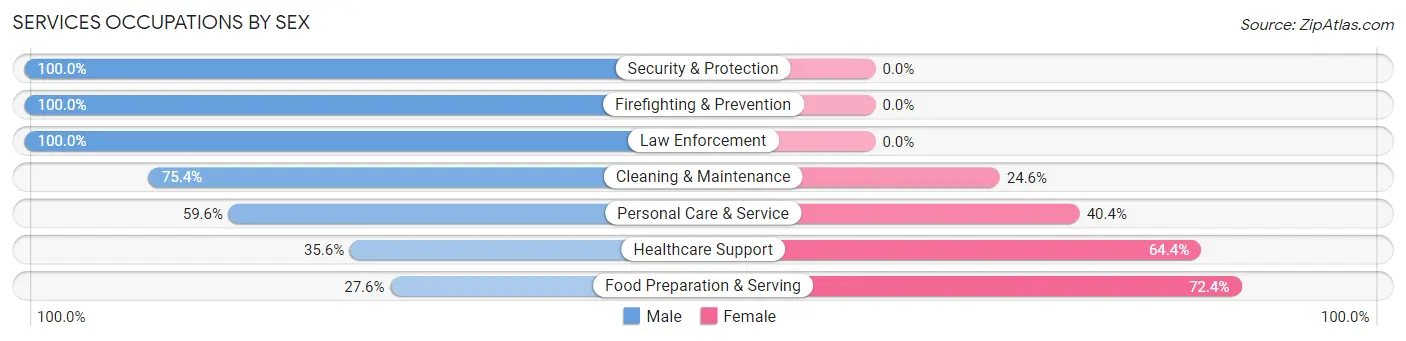 Services Occupations by Sex in Zip Code 11764
