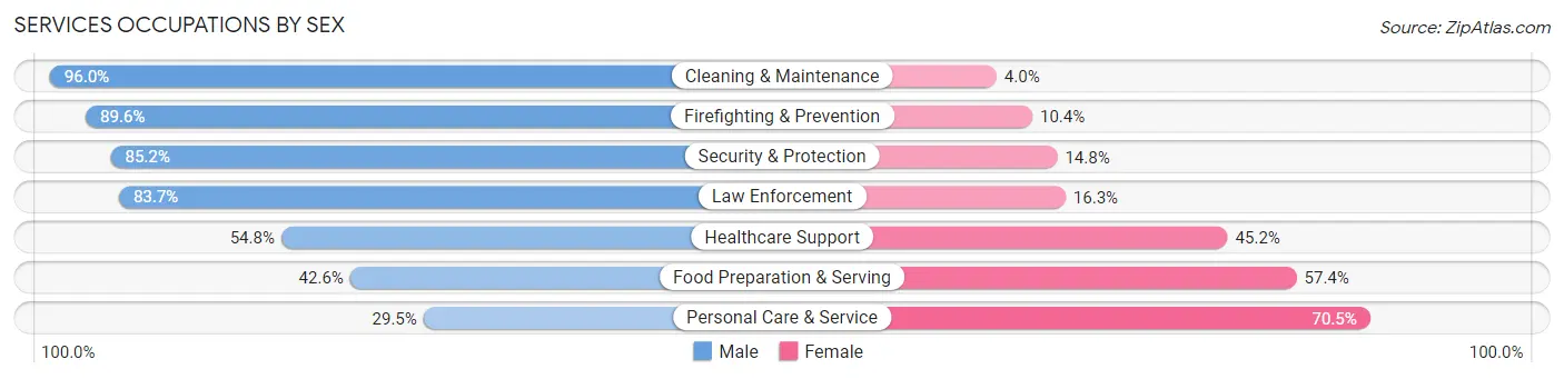 Services Occupations by Sex in Zip Code 11783