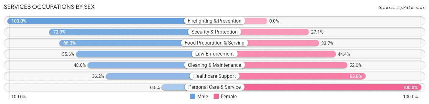 Services Occupations by Sex in Zip Code 11789