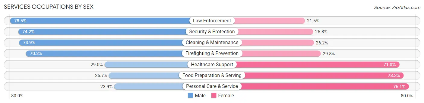 Services Occupations by Sex in Zip Code 11790