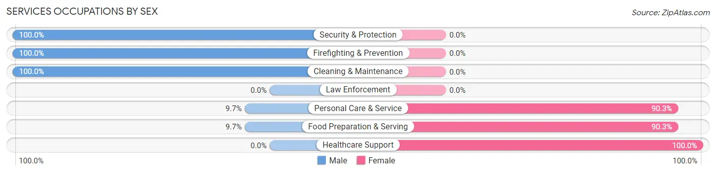 Services Occupations by Sex in Zip Code 11797