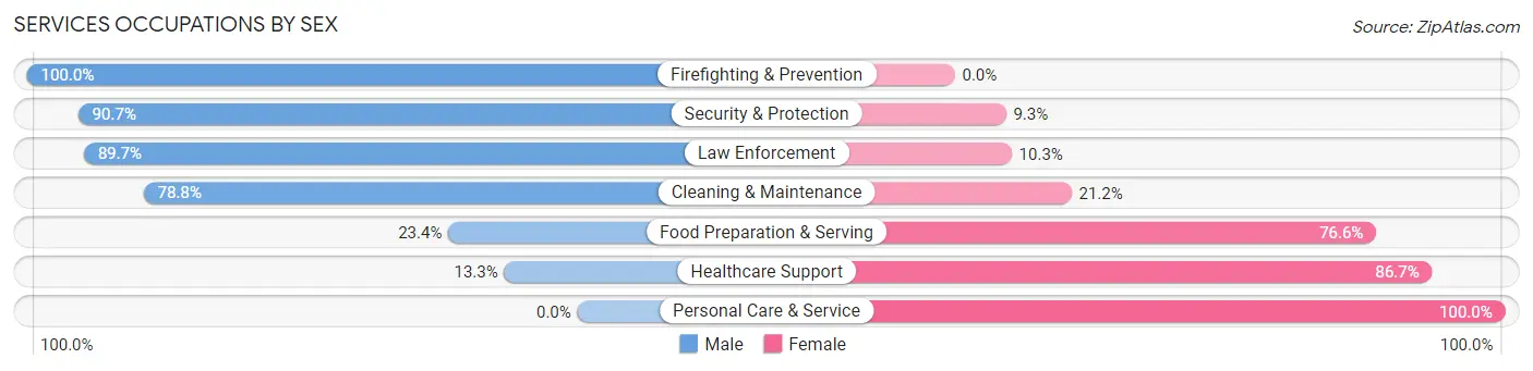 Services Occupations by Sex in Zip Code 11934