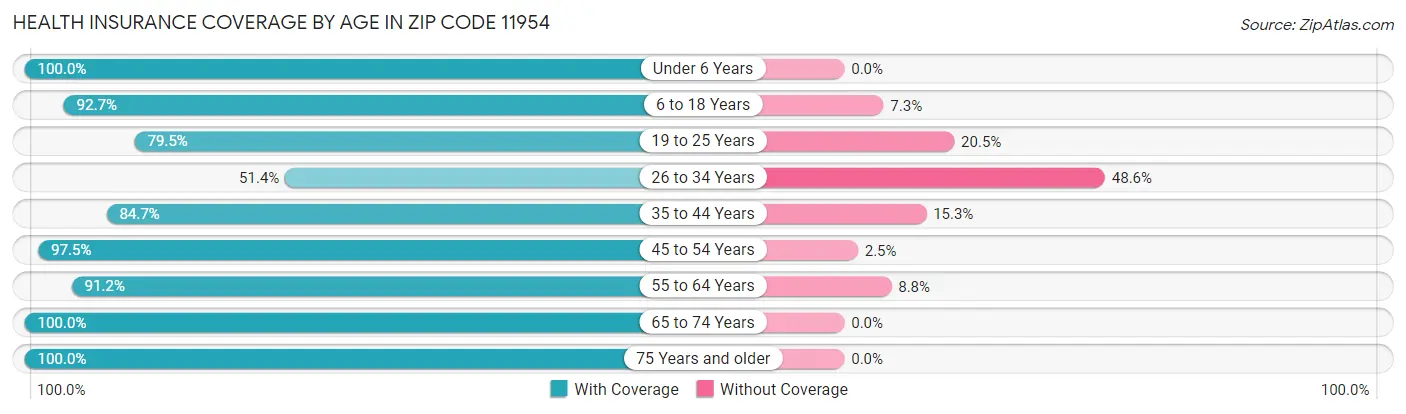 Health Insurance Coverage by Age in Zip Code 11954