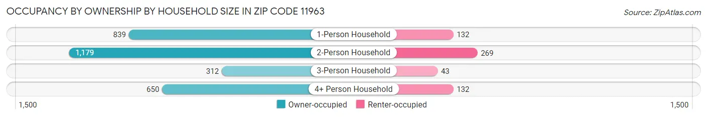 Occupancy by Ownership by Household Size in Zip Code 11963
