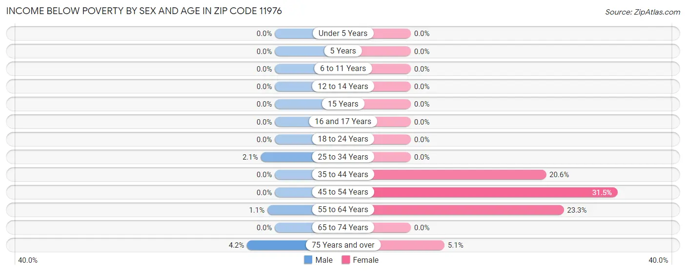 Income Below Poverty by Sex and Age in Zip Code 11976