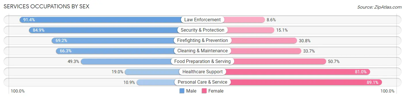 Services Occupations by Sex in Zip Code 12010