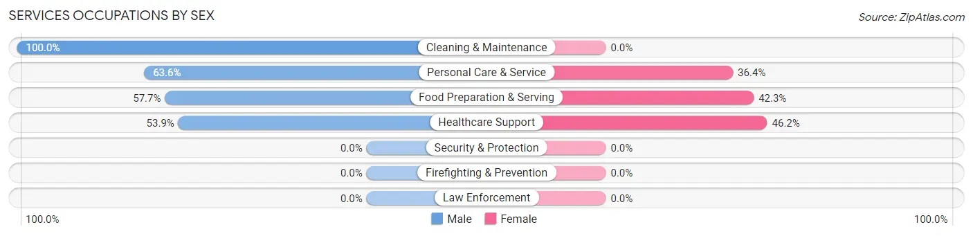 Services Occupations by Sex in Zip Code 12027