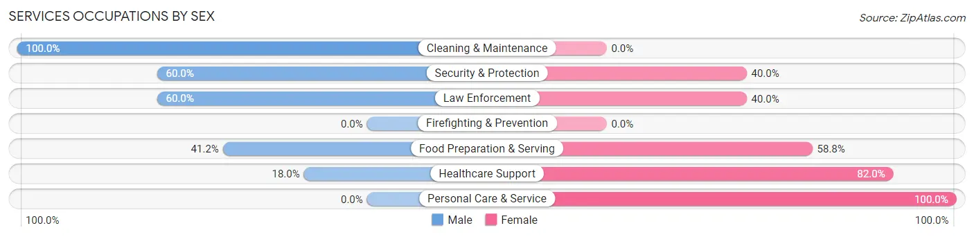 Services Occupations by Sex in Zip Code 12028