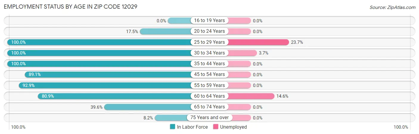 Employment Status by Age in Zip Code 12029