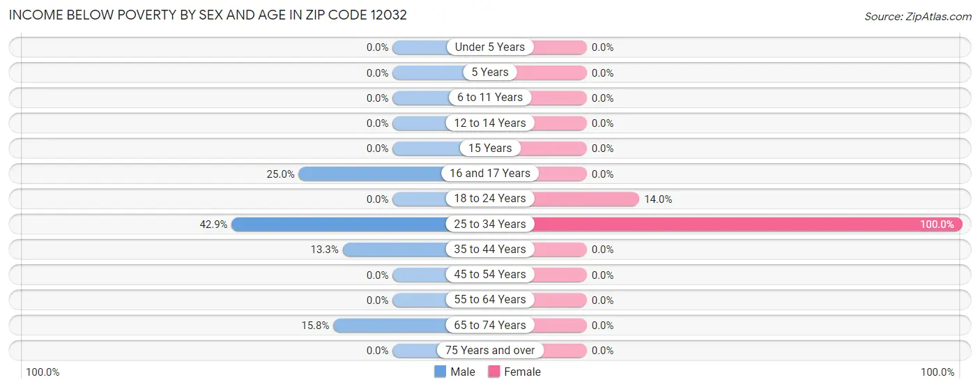 Income Below Poverty by Sex and Age in Zip Code 12032