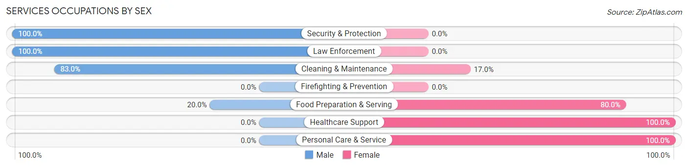 Services Occupations by Sex in Zip Code 12051