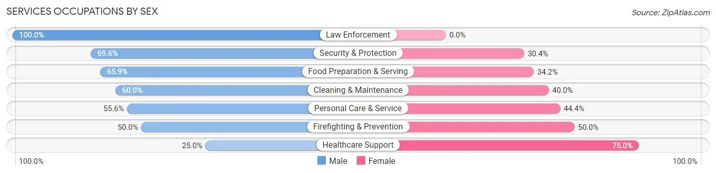 Services Occupations by Sex in Zip Code 12093