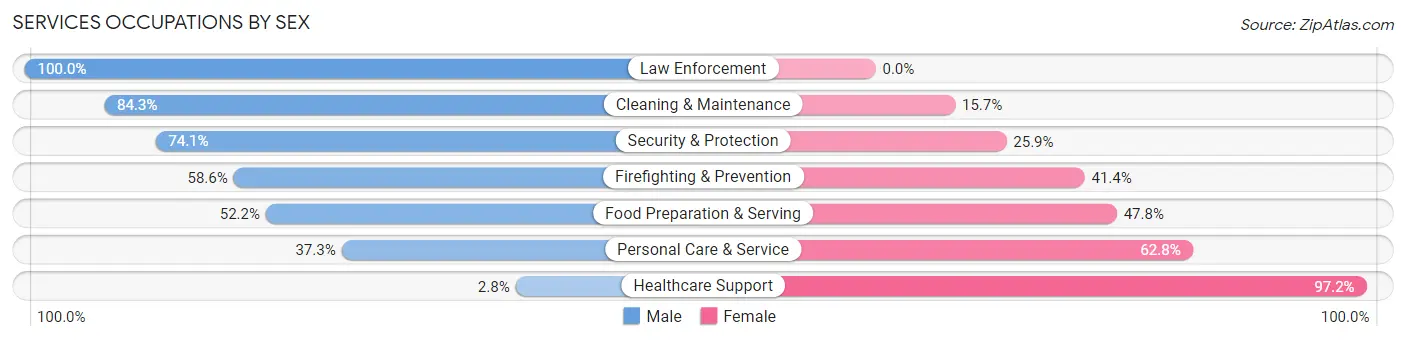 Services Occupations by Sex in Zip Code 12095