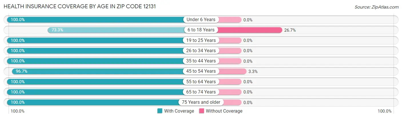 Health Insurance Coverage by Age in Zip Code 12131