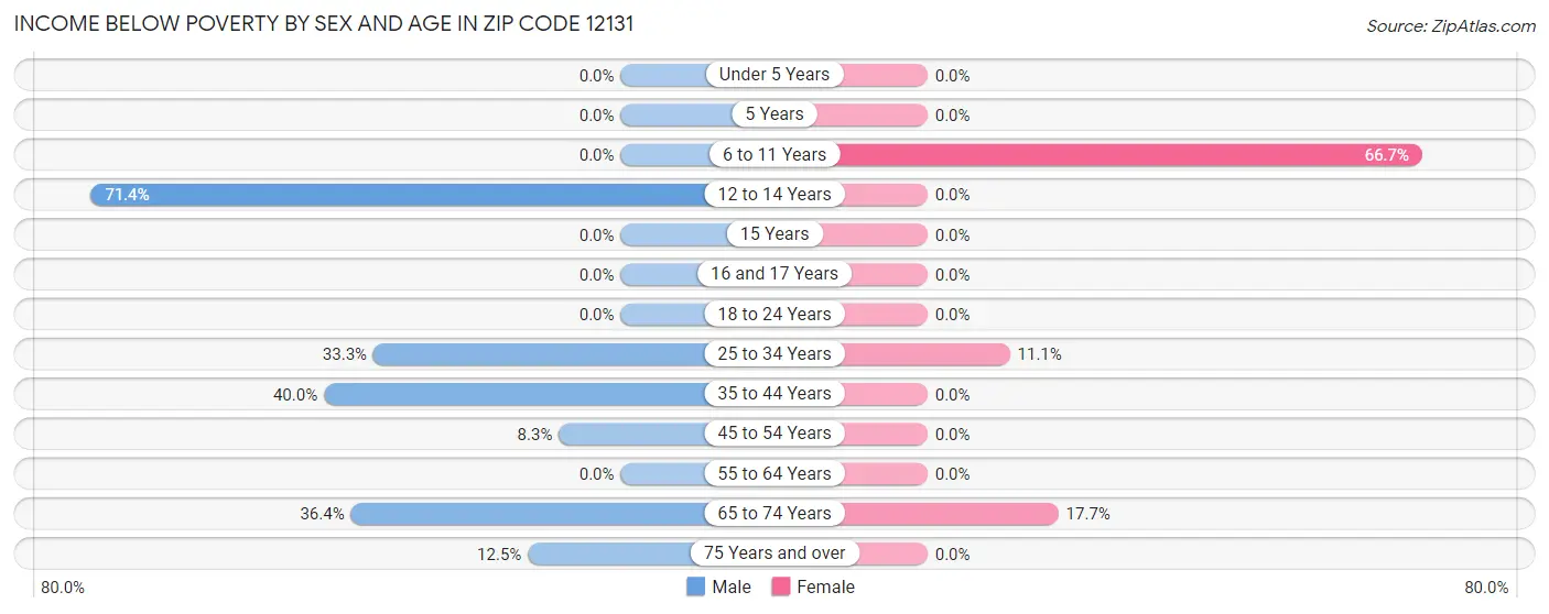 Income Below Poverty by Sex and Age in Zip Code 12131