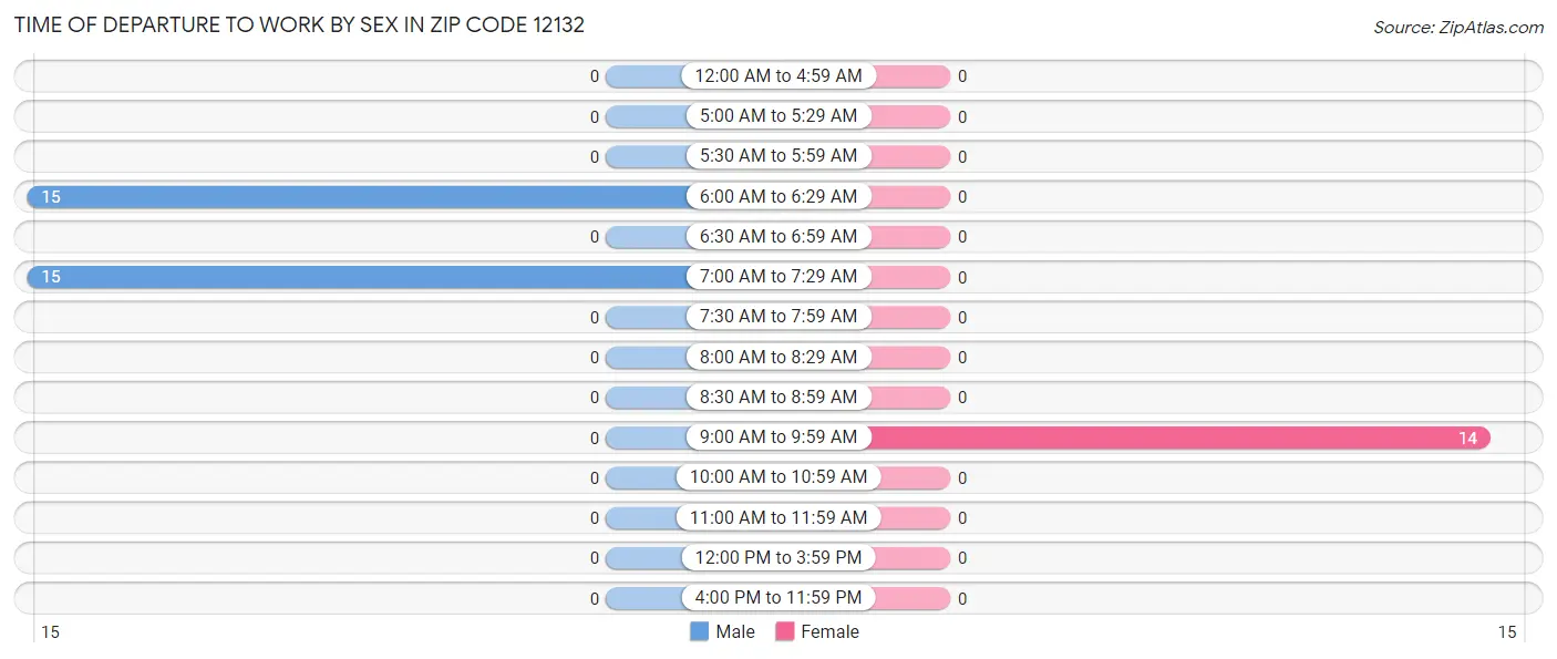 Time of Departure to Work by Sex in Zip Code 12132