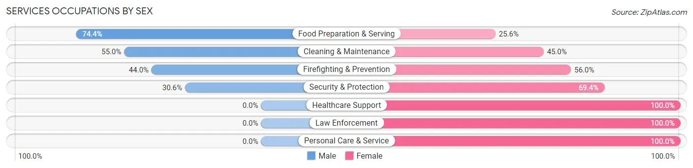 Services Occupations by Sex in Zip Code 12143