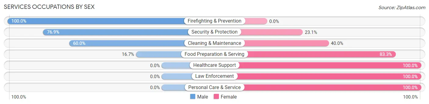 Services Occupations by Sex in Zip Code 12151