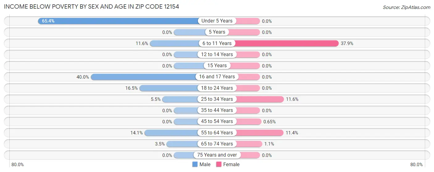 Income Below Poverty by Sex and Age in Zip Code 12154