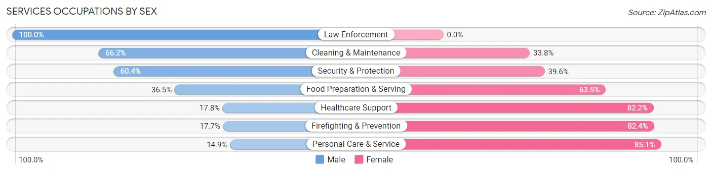 Services Occupations by Sex in Zip Code 12159