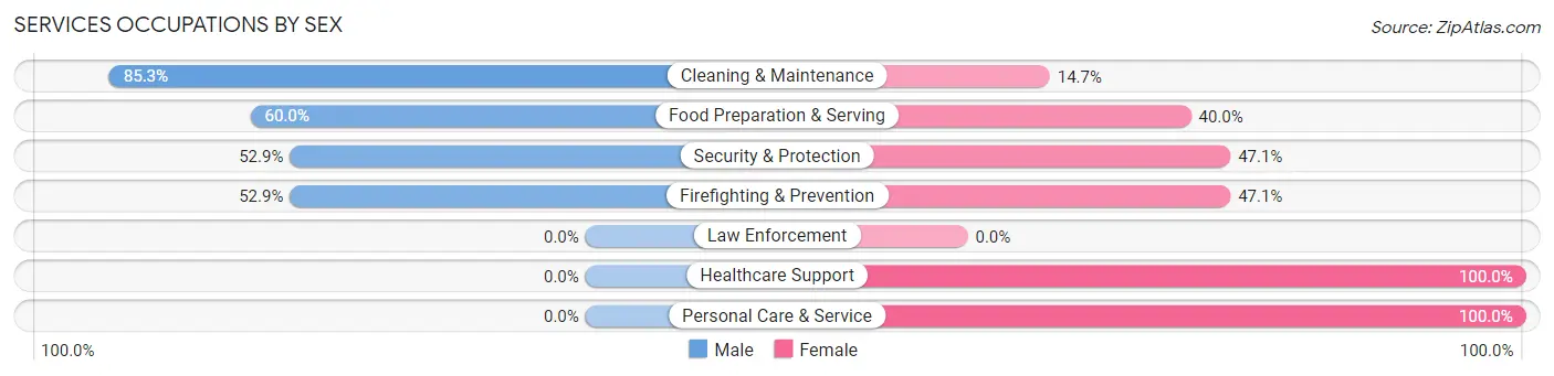 Services Occupations by Sex in Zip Code 12168