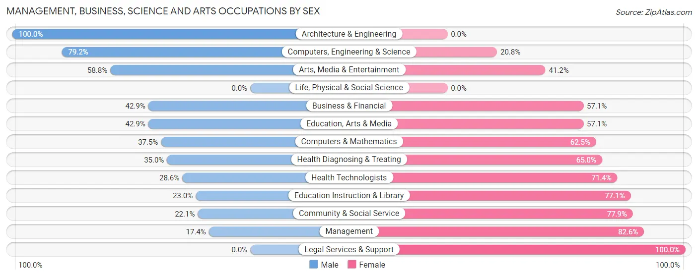 Management, Business, Science and Arts Occupations by Sex in Zip Code 12173