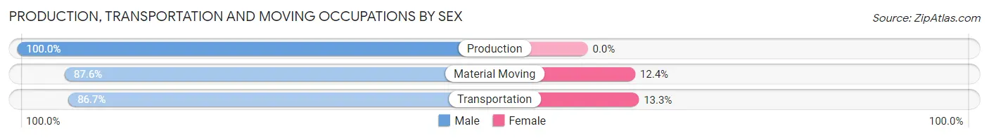 Production, Transportation and Moving Occupations by Sex in Zip Code 12182