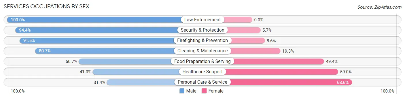 Services Occupations by Sex in Zip Code 12189