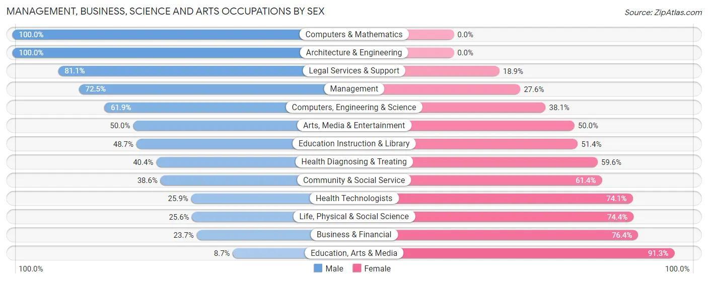 Management, Business, Science and Arts Occupations by Sex in Zip Code 12206