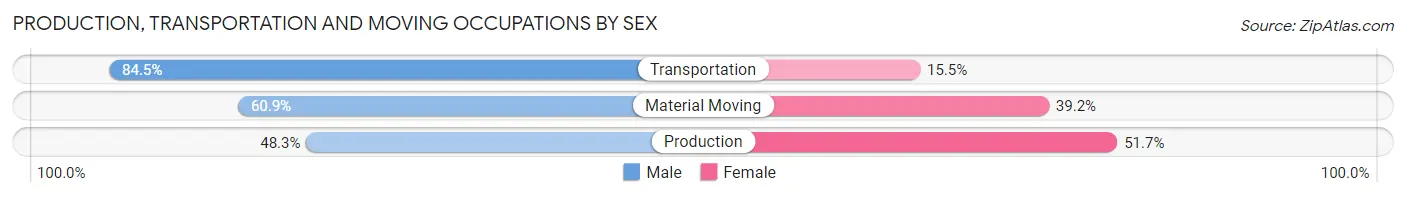 Production, Transportation and Moving Occupations by Sex in Zip Code 12208