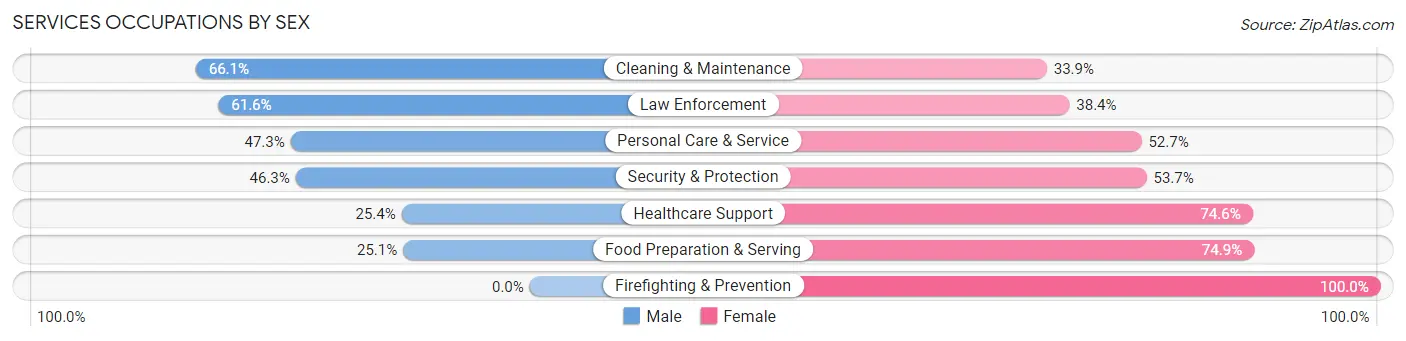Services Occupations by Sex in Zip Code 12303
