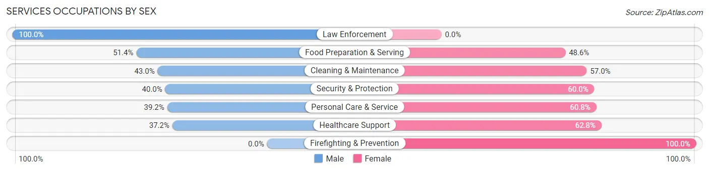 Services Occupations by Sex in Zip Code 12305