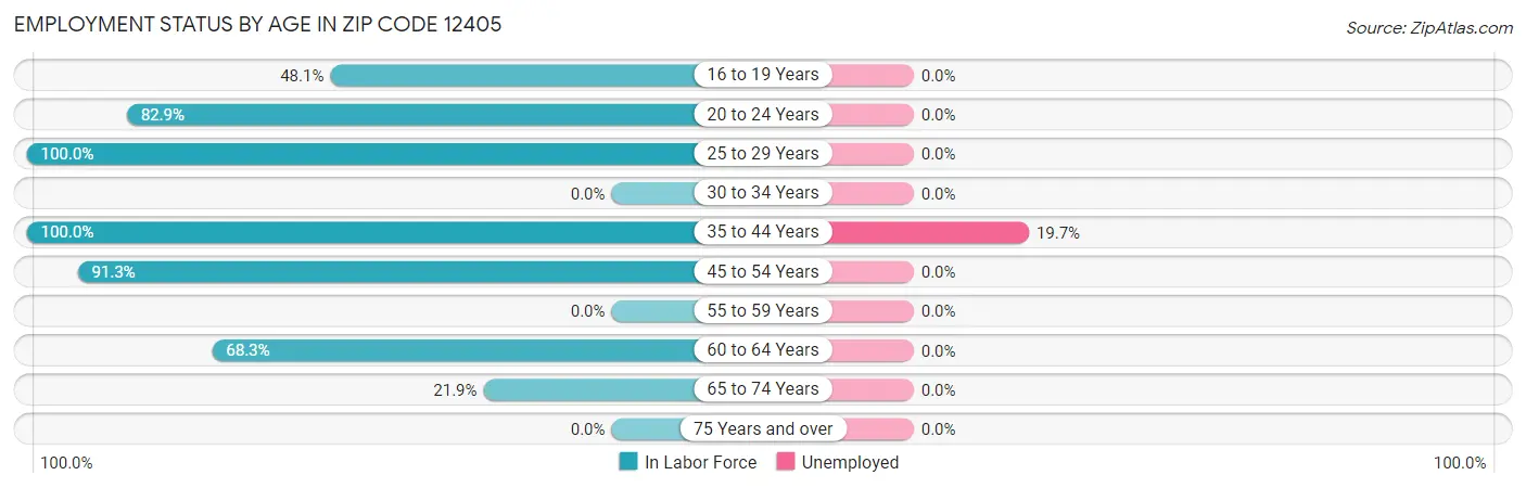 Employment Status by Age in Zip Code 12405